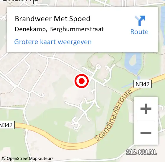 Locatie op kaart van de 112 melding: Brandweer Met Spoed Naar Denekamp, Berghummerstraat op 3 november 2018 11:07