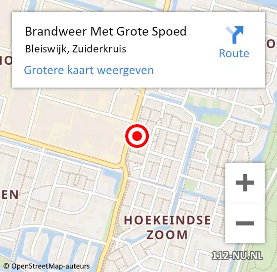 Locatie op kaart van de 112 melding: Brandweer Met Grote Spoed Naar Bleiswijk, Zuiderkruis op 3 november 2018 11:07