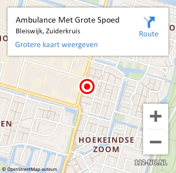 Locatie op kaart van de 112 melding: Ambulance Met Grote Spoed Naar Bleiswijk, Zuiderkruis op 3 november 2018 11:07