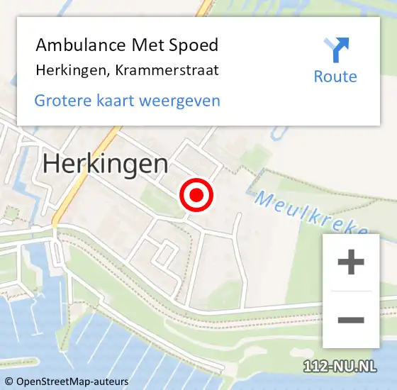 Locatie op kaart van de 112 melding: Ambulance Met Spoed Naar Herkingen, Krammerstraat op 3 november 2018 11:51