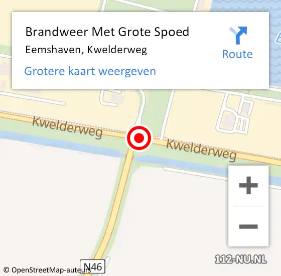 Locatie op kaart van de 112 melding: Brandweer Met Grote Spoed Naar Eemshaven, Kwelderweg op 3 november 2018 11:53
