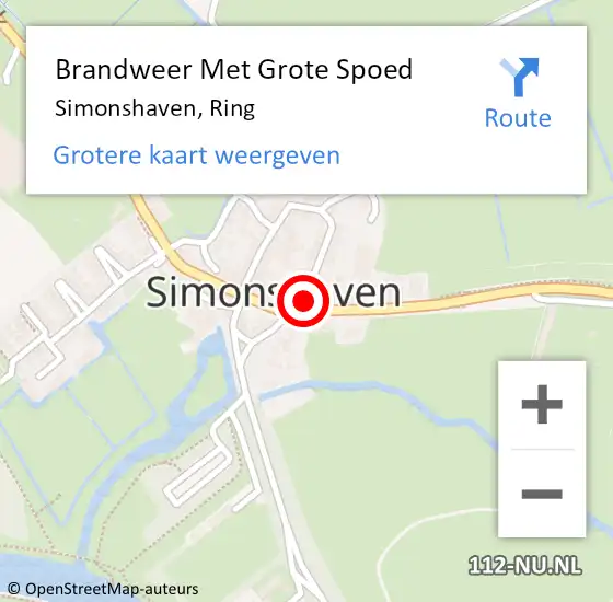 Locatie op kaart van de 112 melding: Brandweer Met Grote Spoed Naar Simonshaven, Ring op 3 november 2018 12:37