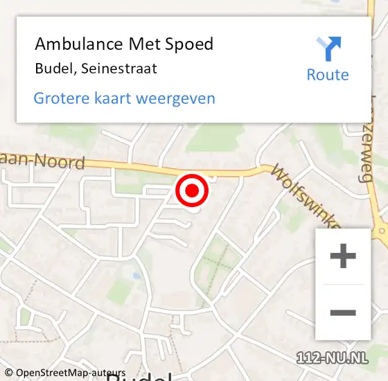 Locatie op kaart van de 112 melding: Ambulance Met Spoed Naar Budel, Seinestraat op 3 november 2018 12:47