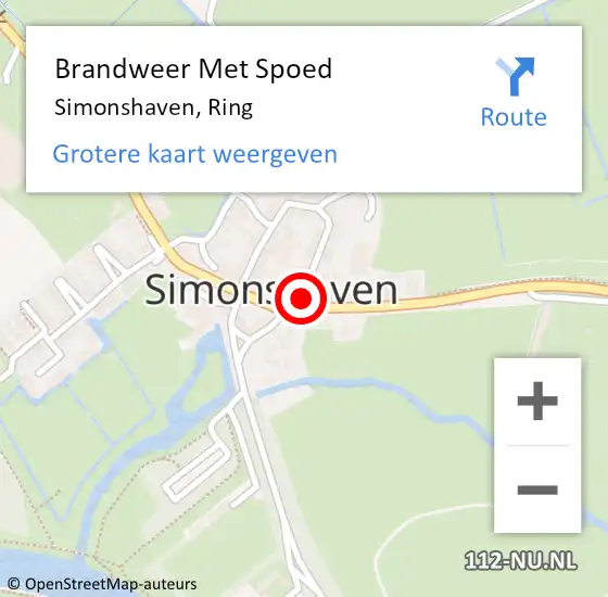 Locatie op kaart van de 112 melding: Brandweer Met Spoed Naar Simonshaven, Ring op 3 november 2018 13:25