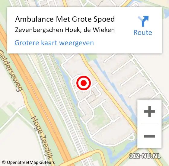 Locatie op kaart van de 112 melding: Ambulance Met Grote Spoed Naar Zevenbergschen Hoek, de Wieken op 3 november 2018 14:31