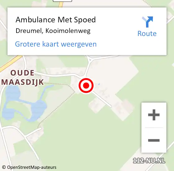 Locatie op kaart van de 112 melding: Ambulance Met Spoed Naar Dreumel, Kooimolenweg op 3 november 2018 14:38