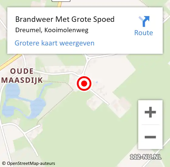 Locatie op kaart van de 112 melding: Brandweer Met Grote Spoed Naar Dreumel, Kooimolenweg op 3 november 2018 14:47