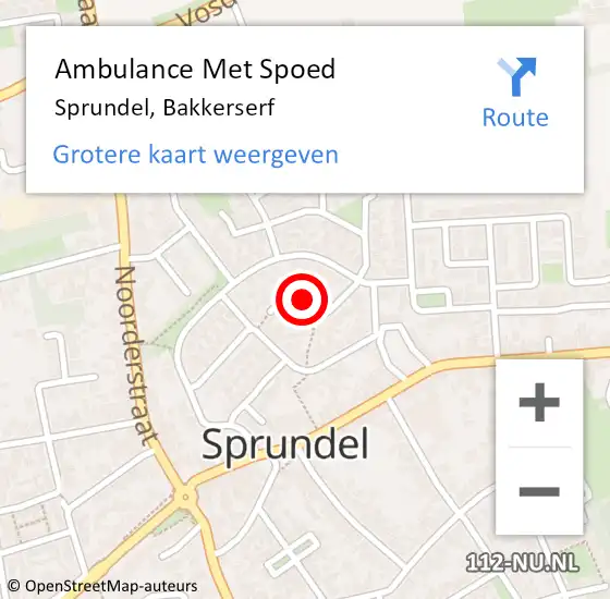 Locatie op kaart van de 112 melding: Ambulance Met Spoed Naar Sprundel, Bakkerserf op 3 november 2018 15:07