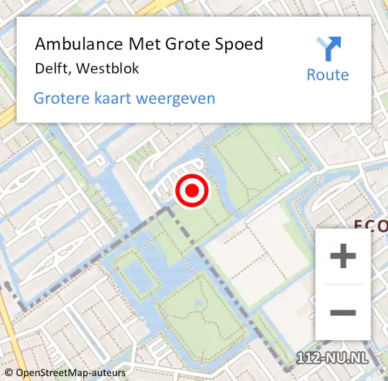 Locatie op kaart van de 112 melding: Ambulance Met Grote Spoed Naar Delft, Westblok op 3 november 2018 15:31