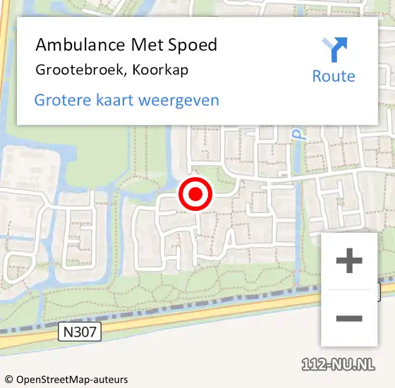 Locatie op kaart van de 112 melding: Ambulance Met Spoed Naar Grootebroek, Koorkap op 3 november 2018 15:57