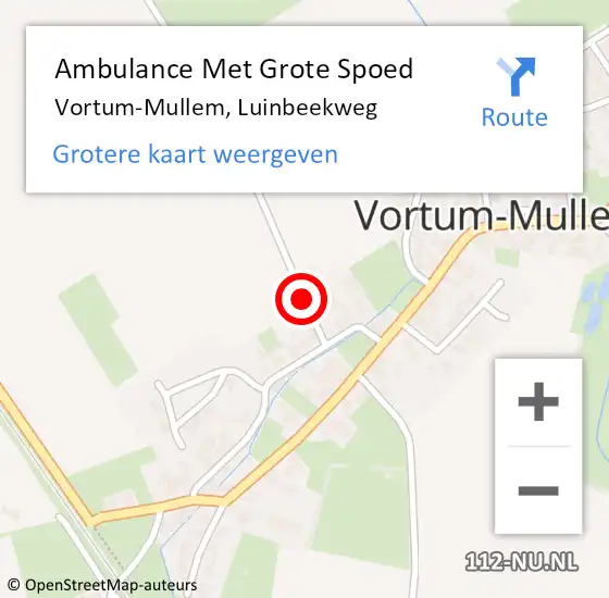 Locatie op kaart van de 112 melding: Ambulance Met Grote Spoed Naar Vortum-Mullem, Luinbeekweg op 3 november 2018 16:19