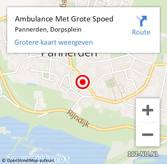 Locatie op kaart van de 112 melding: Ambulance Met Grote Spoed Naar Pannerden, Dorpsplein op 3 november 2018 16:36