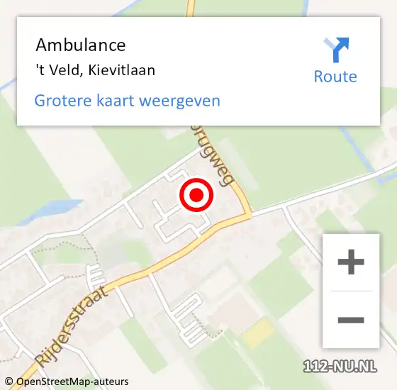 Locatie op kaart van de 112 melding: Ambulance 't Veld, Kievitlaan op 3 november 2018 16:52