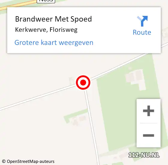 Locatie op kaart van de 112 melding: Brandweer Met Spoed Naar Kerkwerve, Florisweg op 3 november 2018 17:39