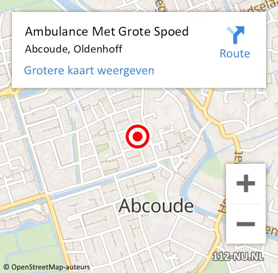 Locatie op kaart van de 112 melding: Ambulance Met Grote Spoed Naar Abcoude, Oldenhoff op 3 november 2018 17:42