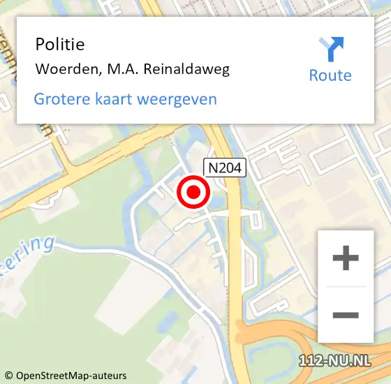 Locatie op kaart van de 112 melding: Politie Woerden, M.A. Reinaldaweg op 3 november 2018 18:43