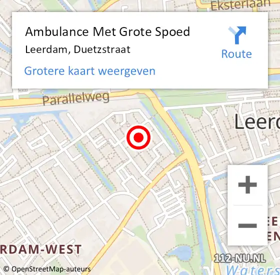 Locatie op kaart van de 112 melding: Ambulance Met Grote Spoed Naar Leerdam, Duetzstraat op 3 november 2018 18:47