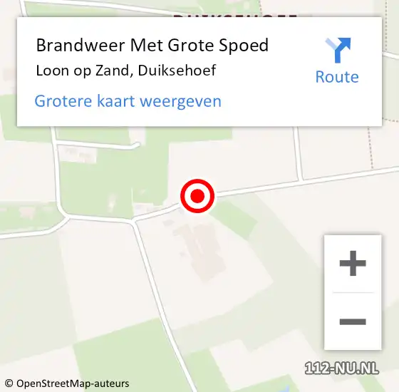 Locatie op kaart van de 112 melding: Brandweer Met Grote Spoed Naar Loon op Zand, Duiksehoef op 3 november 2018 19:58