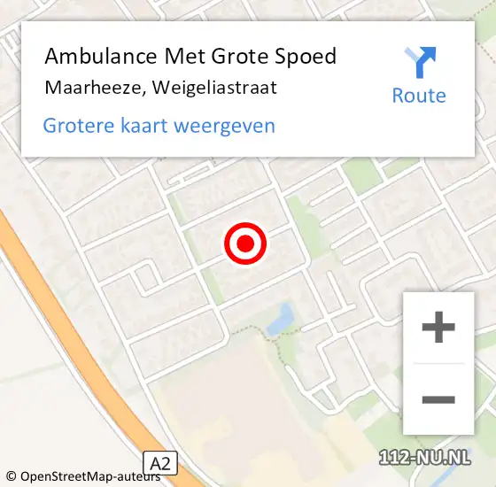 Locatie op kaart van de 112 melding: Ambulance Met Grote Spoed Naar Maarheeze, Weigeliastraat op 3 november 2018 20:10