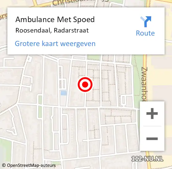 Locatie op kaart van de 112 melding: Ambulance Met Spoed Naar Roosendaal, Radarstraat op 3 november 2018 20:10