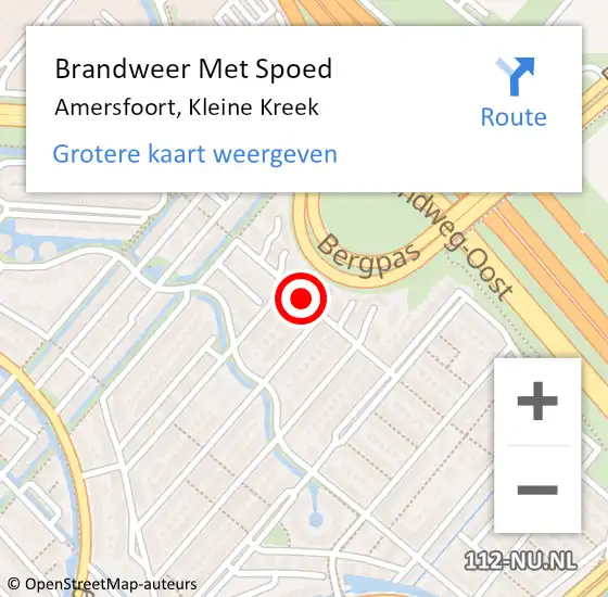 Locatie op kaart van de 112 melding: Brandweer Met Spoed Naar Amersfoort, Kleine Kreek op 3 november 2018 20:19