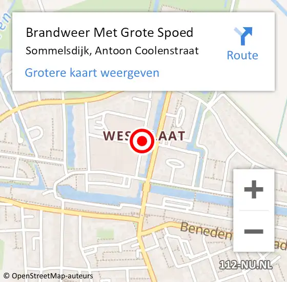 Locatie op kaart van de 112 melding: Brandweer Met Grote Spoed Naar Sommelsdijk, Antoon Coolenstraat op 3 november 2018 21:10