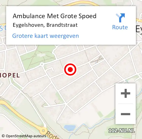 Locatie op kaart van de 112 melding: Ambulance Met Grote Spoed Naar Eygelshoven, Brandtstraat op 3 november 2018 22:19