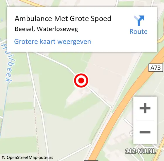 Locatie op kaart van de 112 melding: Ambulance Met Grote Spoed Naar Beesel, Waterloseweg op 3 november 2018 23:16
