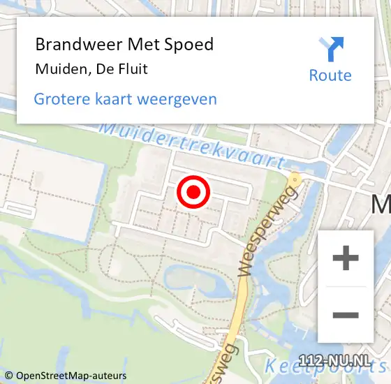 Locatie op kaart van de 112 melding: Brandweer Met Spoed Naar Muiden, De Fluit op 3 november 2018 23:38