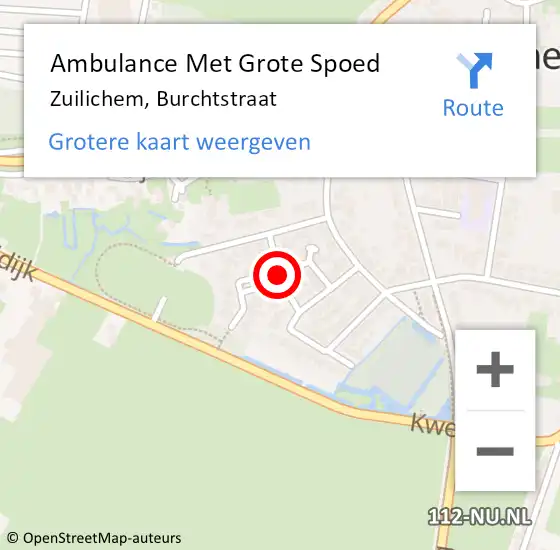 Locatie op kaart van de 112 melding: Ambulance Met Grote Spoed Naar Zuilichem, Burchtstraat op 3 november 2018 23:44