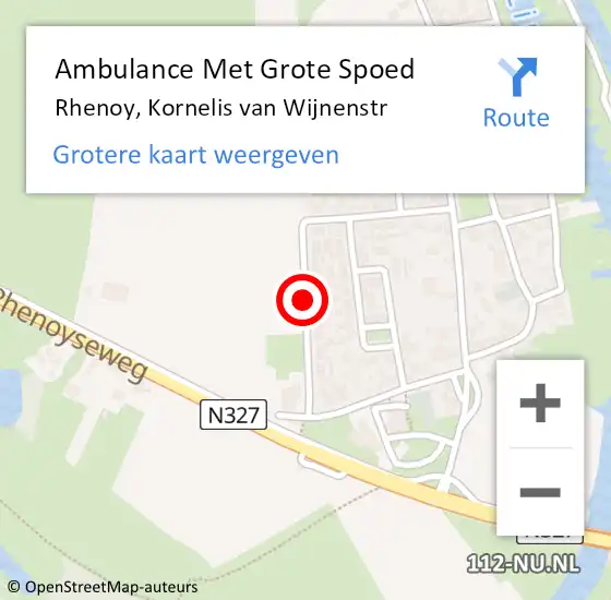 Locatie op kaart van de 112 melding: Ambulance Met Grote Spoed Naar Rhenoy, Kornelis van Wijnenstr op 4 november 2018 00:04