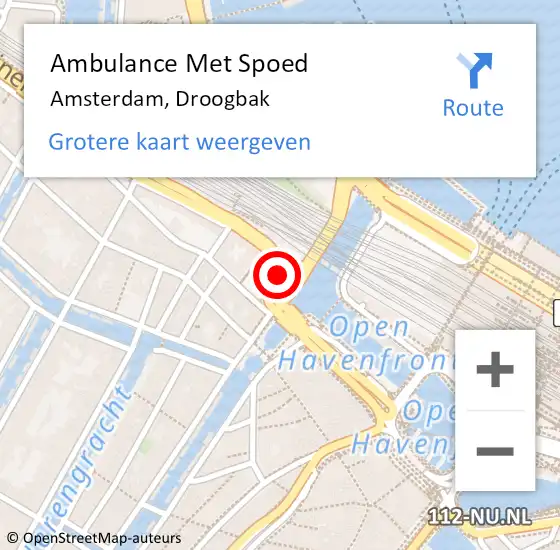 Locatie op kaart van de 112 melding: Ambulance Met Spoed Naar Amsterdam, Droogbak op 4 november 2018 00:20