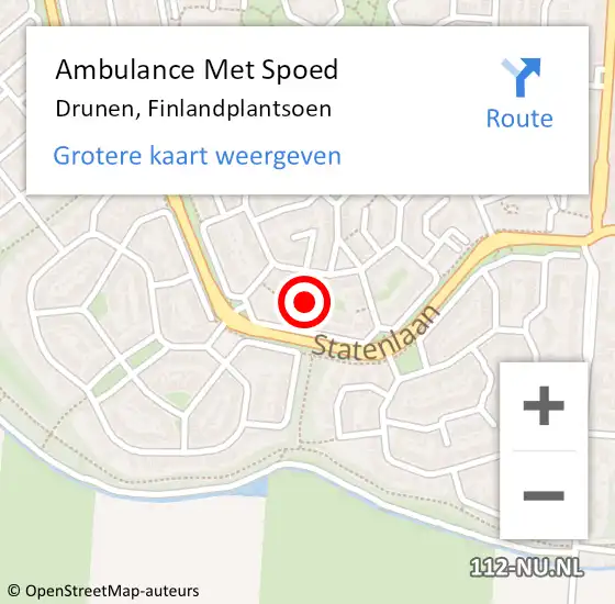 Locatie op kaart van de 112 melding: Ambulance Met Spoed Naar Drunen, Finlandplantsoen op 4 november 2018 00:49