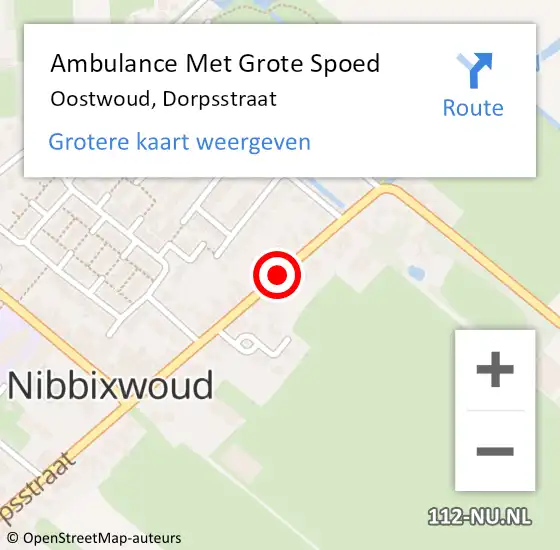 Locatie op kaart van de 112 melding: Ambulance Met Grote Spoed Naar Oostwoud, Dorpsstraat op 4 november 2018 03:02