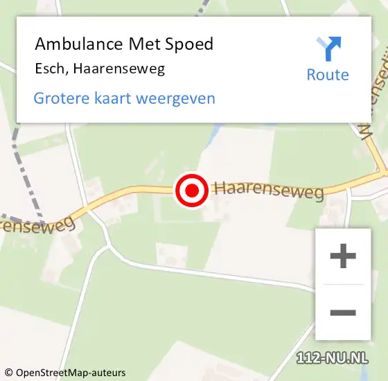 Locatie op kaart van de 112 melding: Ambulance Met Spoed Naar Esch, Haarenseweg op 4 november 2018 04:45