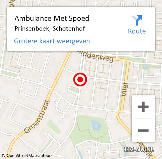 Locatie op kaart van de 112 melding: Ambulance Met Spoed Naar Prinsenbeek, Schotenhof op 4 november 2018 05:29