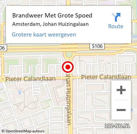 Locatie op kaart van de 112 melding: Brandweer Met Grote Spoed Naar Amsterdam, Johan Huizingalaan op 4 november 2018 06:49