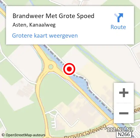 Locatie op kaart van de 112 melding: Brandweer Met Grote Spoed Naar Asten, Kanaalweg op 4 november 2018 07:37