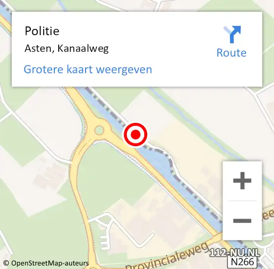 Locatie op kaart van de 112 melding: Politie Asten, Kanaalweg op 4 november 2018 07:37