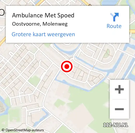 Locatie op kaart van de 112 melding: Ambulance Met Spoed Naar Oostvoorne, Molenweg op 4 november 2018 09:14