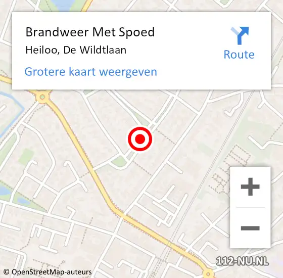 Locatie op kaart van de 112 melding: Brandweer Met Spoed Naar Heiloo, De Wildtlaan op 4 november 2018 09:54