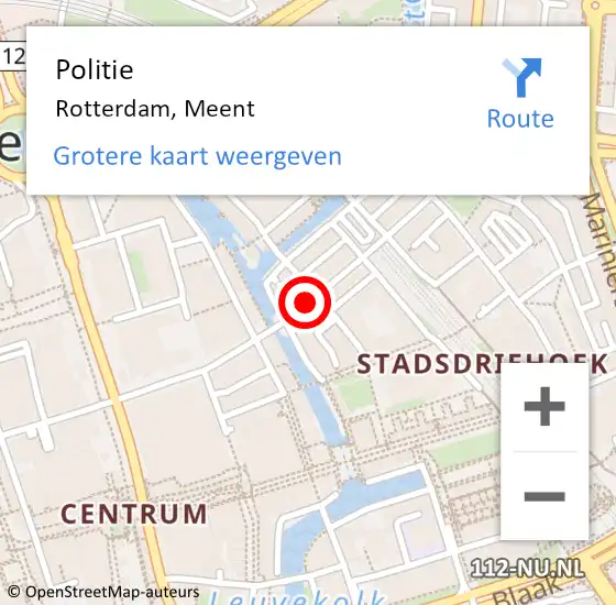 Locatie op kaart van de 112 melding: Politie Rotterdam, Meent op 4 november 2018 10:47