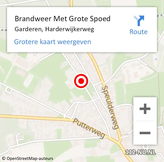 Locatie op kaart van de 112 melding: Brandweer Met Grote Spoed Naar Garderen, Harderwijkerweg op 4 november 2018 11:15