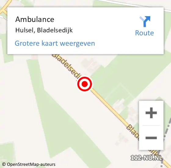 Locatie op kaart van de 112 melding: Ambulance Hulsel, Bladelsedijk op 4 november 2018 13:42