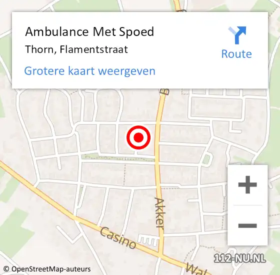 Locatie op kaart van de 112 melding: Ambulance Met Spoed Naar Thorn, Flamentstraat op 13 maart 2014 16:58