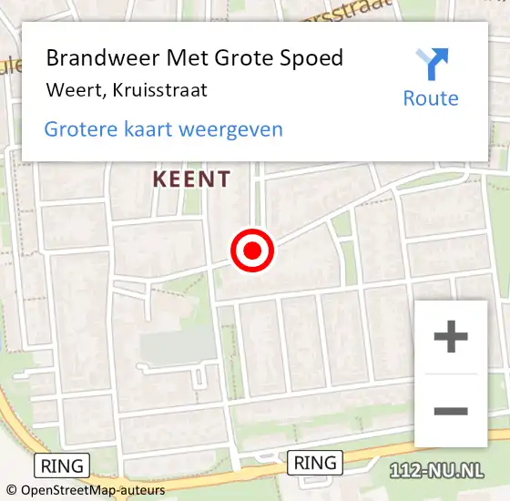 Locatie op kaart van de 112 melding: Brandweer Met Grote Spoed Naar Weert, Kruisstraat op 4 november 2018 14:26