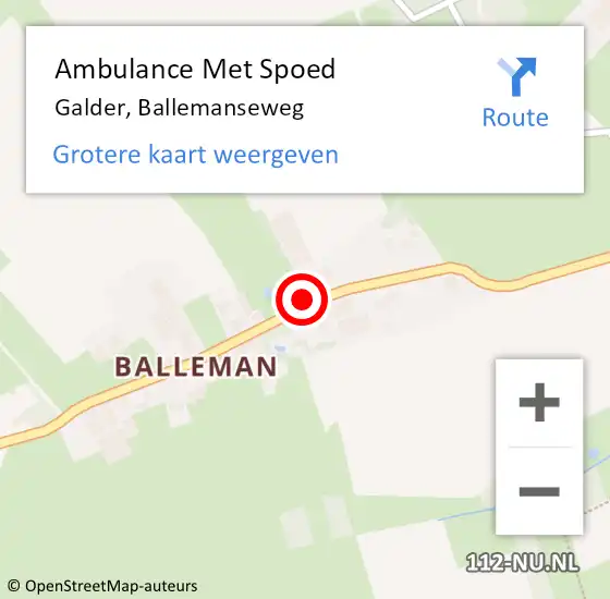 Locatie op kaart van de 112 melding: Ambulance Met Spoed Naar Galder, Ballemanseweg op 4 november 2018 14:42