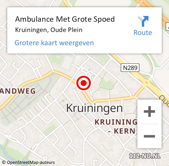 Locatie op kaart van de 112 melding: Ambulance Met Grote Spoed Naar Kruiningen, Oude Plein op 4 november 2018 15:06