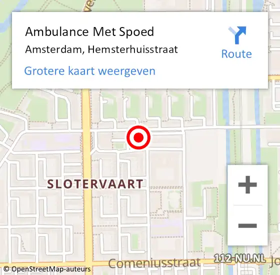 Locatie op kaart van de 112 melding: Ambulance Met Spoed Naar Amsterdam, Hemsterhuisstraat op 4 november 2018 16:50