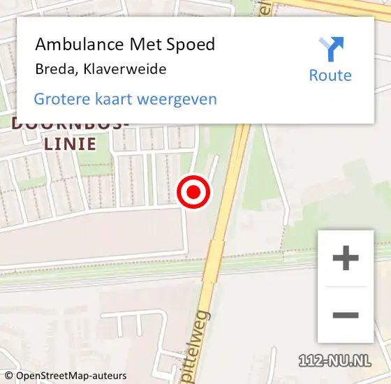 Locatie op kaart van de 112 melding: Ambulance Met Spoed Naar Breda, Klaverweide op 4 november 2018 18:01